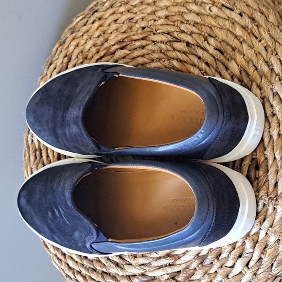 UNTUCKit Mens Navy Blue Suede/Leather Slip-On Loafer/Sneakers White Soles S-10.5 - Picture 6 of 12